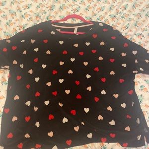Super comfortable pajamas, shirt printed with Valentine’s Day hearts